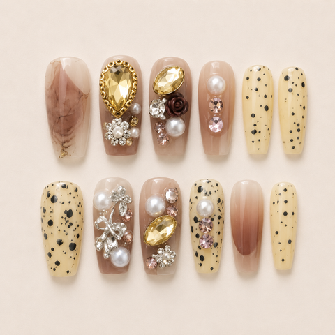 Champagne Crystal Garden Press-On Nails