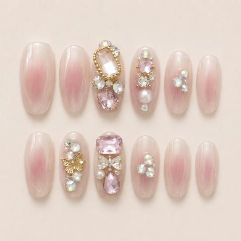 Rose Quartz Butterfly Luxe Press-On Nails