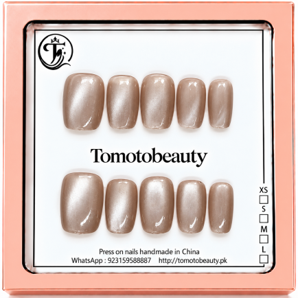 Champagne Rose Pearl Short Square Press On Nails – D011